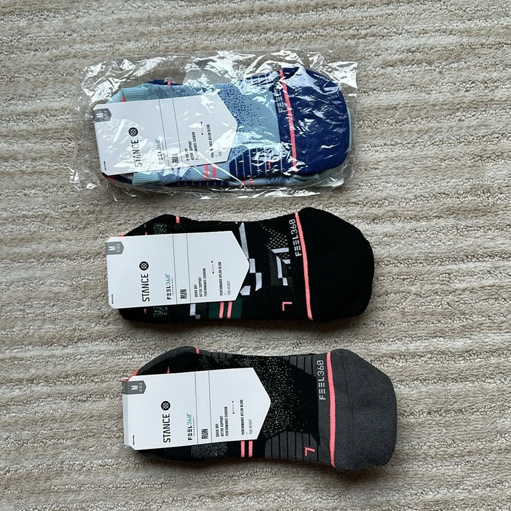 3 Pairs of Stance Socks Feel 360 Run Performance Socks Tab Ankle Height Medium